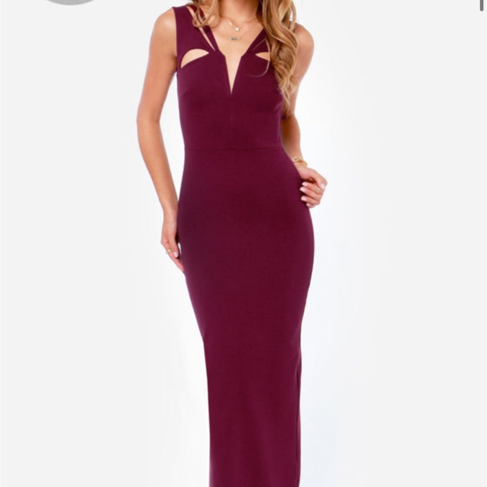 LULUS BURGUNDY LONG DRESS SMALL